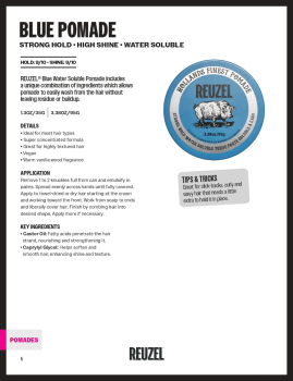 [NEW] REUZEL BLUE STRONG HOLD POMADE - 3.38OZ/95G [RZ2101]