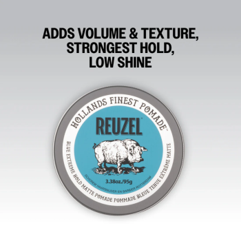 REUZEL BLUE EXTREME HOLD MATTE POMADE - 3.38OZ/95G [RZ225]