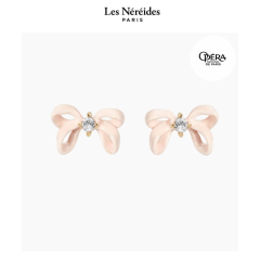 Les Néréides x OPÉRA Earrings Pink Ribbon & Faceted Crystal OPÉRA NATIONAL DE PARIS [LNAVOP107T/1]