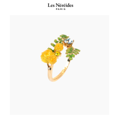 Les Néréides Adjustable Ring Ferns and Mimosa Flower JARDINS DE PROVENCE [LNABJP602/1]