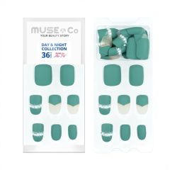 MUSE&Co Stick-On Gel 36 Nails - Emerald Stars [MSCNL0012AF]