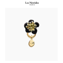 Les Néréides Earring Black Flower & Faceted Stone SOLIFLORE [LNAWSO101T/4]