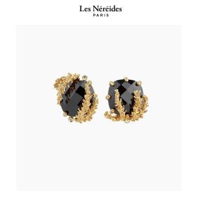 Les Néréides Earring Black Faceted Glass and Patchouli Flower NOTES DE COEUR [LNAQNC105T/1]