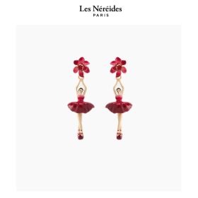 Les Néréides Earrings Ballerina and Pink Clematis PAS DE DEUX [LNAWDD115T/1]