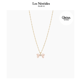 Les Néréides x OPÉRA Necklace Pink Riboon & Crystal Pendant OPÉRA NATIONAL DE PARIS [LNAVOP304/1]