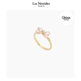 Les Néréides x OPÉRA Ring Pink Riboon & Crystal Adjustable OPÉRA NATIONAL DE PARIS [LNAVOP604/1]