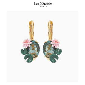 Les Néréides Earrings Lotus Flower and Blue Stone LES NYMPHEAS [LNATNY109D/1]