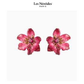 Les Néréides Earings Large Pink Clematis Flower MONTMARTRE 1900 [LNAWMM102T/1]