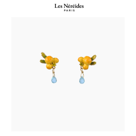 Les Néréides Earings Mimosa Flower and Leaves JARDINS DE PROVENCE [LNABJP103T/1]