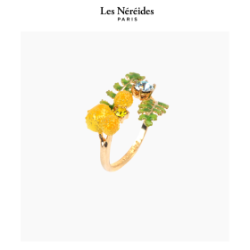 Les Néréides Adjustable Ring Ferns and Mimosa Flower JARDINS DE PROVENCE [LNABJP602/1]