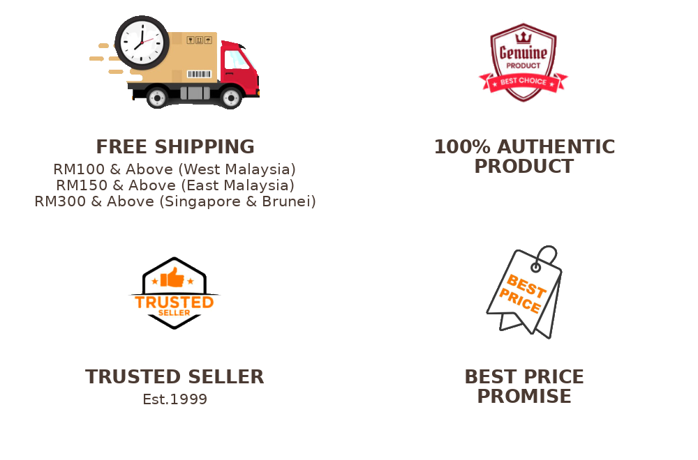 Free shipping, authentic product, trusted seller, best price promise