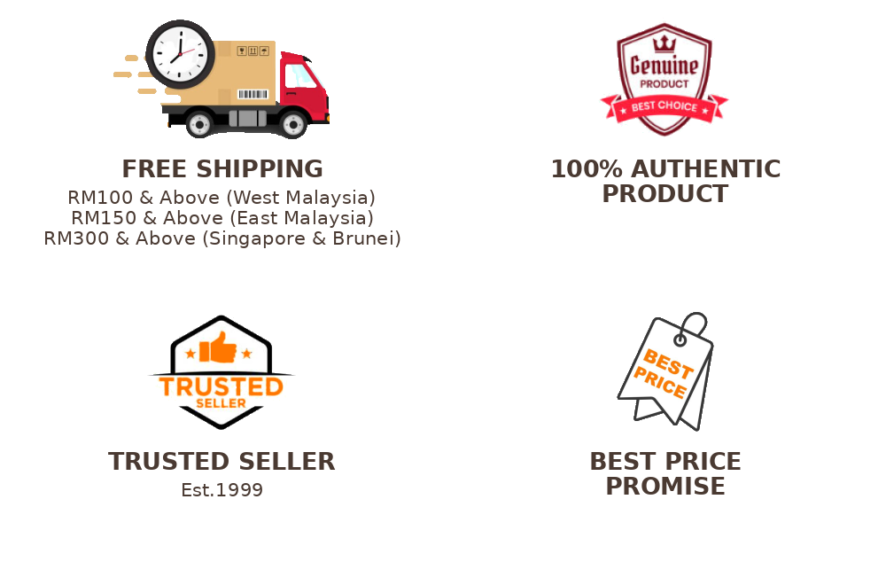 Free shipping, authentic product, trusted seller, best price promise