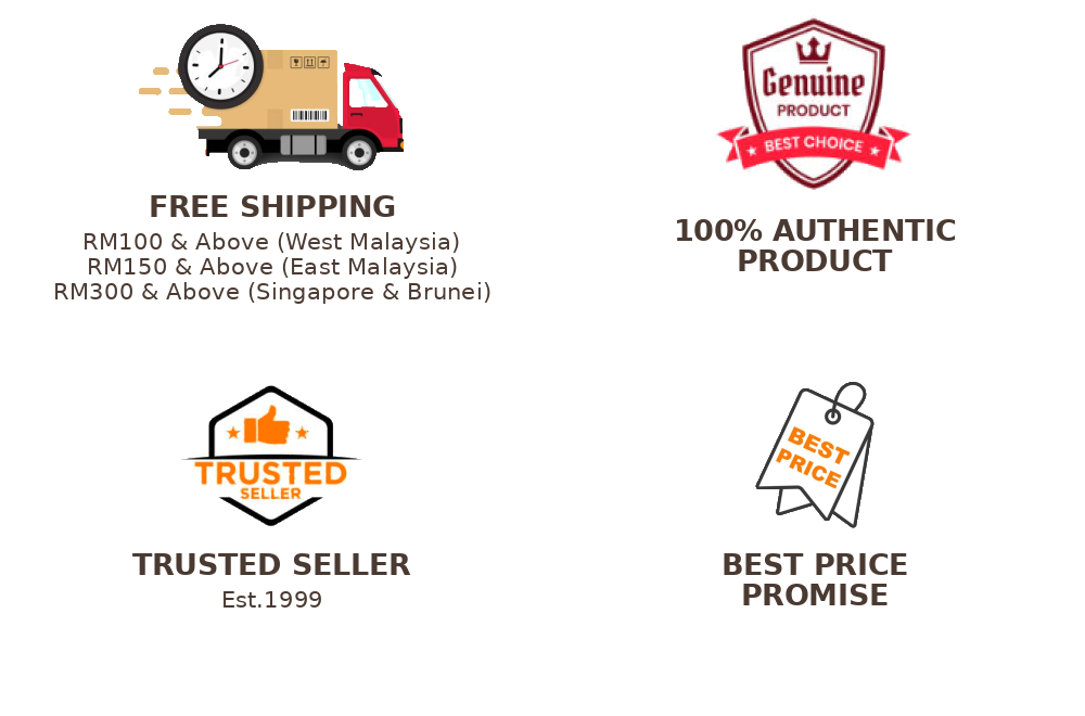 Free shipping, authentic product, trusted seller, best price promise